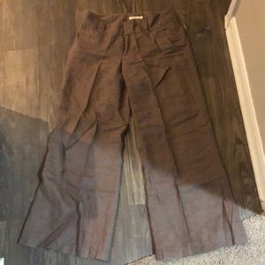 Low rise wide leg linen pants